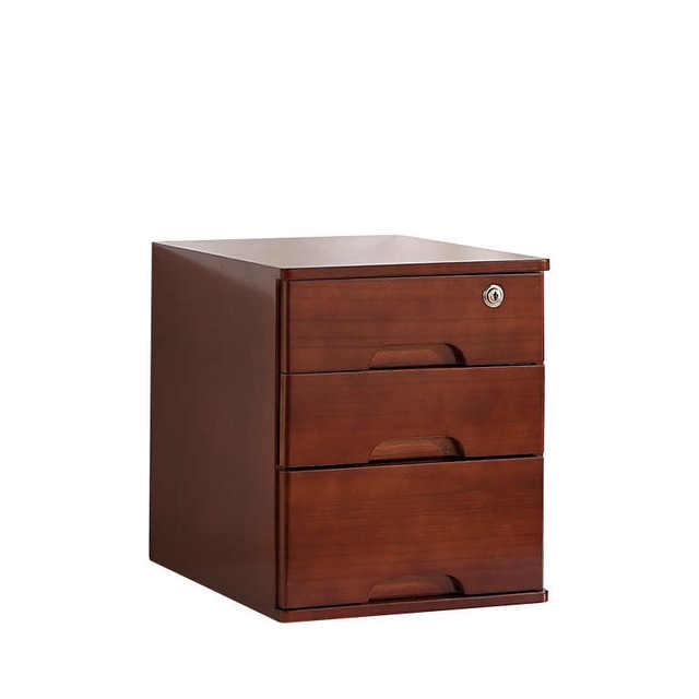 Solid wood lock desktop storage box drawer table top cleaning storage cabinet bedroom office A4 debris cabinet wooden