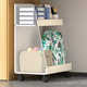 Children's schoolbag storage rack acrylic bookshelf movable trolley household desk book storage rack with wheels