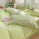 Small fresh wash cotton four-piece set ins style simple naked sleeping quilt cover bed sheet dormitory three-piece set bedding 4
