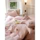 Waffle Cartoon Bed Sheet Flange Coral Parts Set Bed Milk Quilt Cover Warm Grid Flush Four Thickened