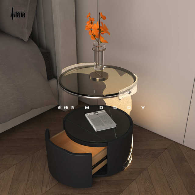 Villa style acrylic bedside table high-end bedside cabinet small coffee table creative design light luxury high-end storage cabinet