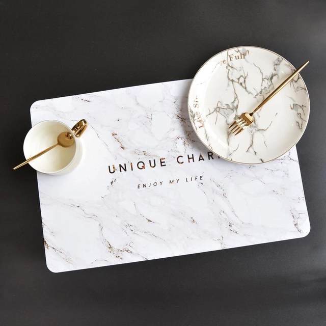 Waterproof and oil-resistant SwanLace posing background Nordic marble pineapple cactus flamingo table pad place mat