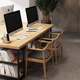 Office negotiation table and chair combination simple modern long strip solid wood work desk staff reception meeting computer desk