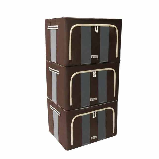 Seasonal storage box Oxford cloth 3 pack 66L set Moving and folding 100-nano box Household storage and finishing box fabric