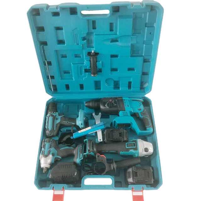外贸厂家批发锂电工具四件套电锤角磨扳手电钻电动工具套装
