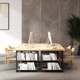 Office negotiation table and chair combination simple modern long strip solid wood work desk staff reception meeting computer desk