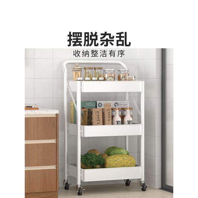 书架小推车置物架可移动小推车落地多层带轮可折叠玩具零食收纳架