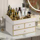 Leather high-end cosmetic storage box dressing table multi-functional finishing dustproof jewelry light luxury drawer storage rack