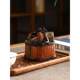 Handmade bamboo weaving travel tea set storage bag thickened cotton and linen portable cloth bag Kung Fu pot bag Cup bag Chinese-style large size