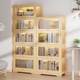 Solid wood door bookshelf floor multi-layer wall storage rack household simple children's bookcase study storage cabinet