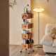 Household floor-standing bookshelf living room cherry wood corner storage rack movable storage cabinet storage display cabinet corner cabinet