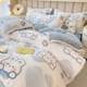 Children's bed sheets, four-piece set, autumn and winter milk velvet coral velvet three-piece set, plush cartoon quilt cover, double-sided plush bedding