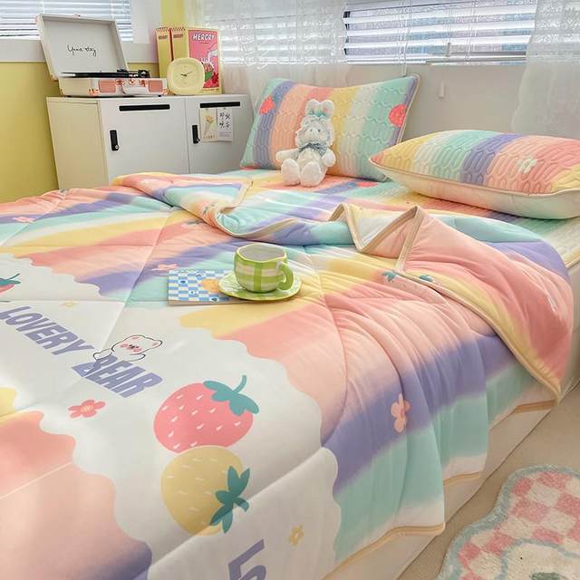 Summer ice silk latex mat three-piece set machine washable children's single student dormitory air conditioning soft mat sheet