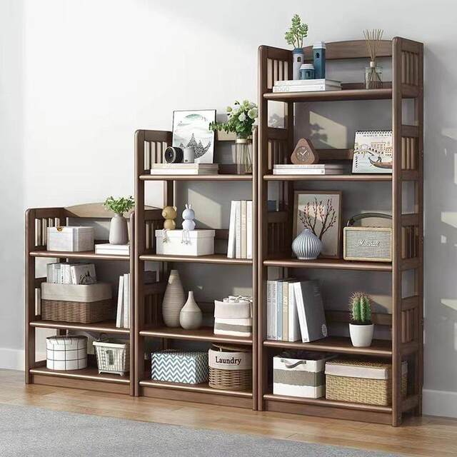 Solid wood bookcase shelf household living room floor storage rack simple modern storage rack small bookcase simple shelf
