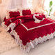 Ins Princess Style Winter Thickened Double-Side Crystal Fleece Four-Piece Set Coral Velvet Lace Quilt Cover Bed Sheet Lace Bed Skirt 4