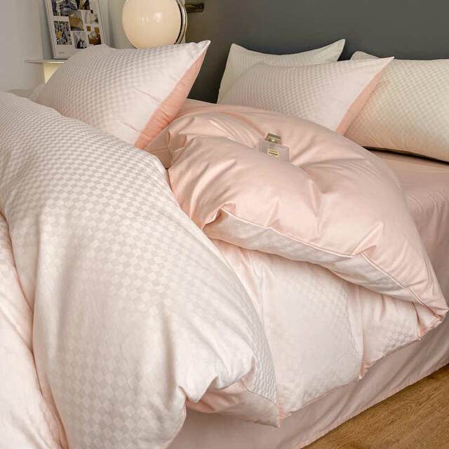 Light luxury high-end 160-pin long velvet cotton four-piece set full cotton sheet quilt cover pure cotton simple bedding 4