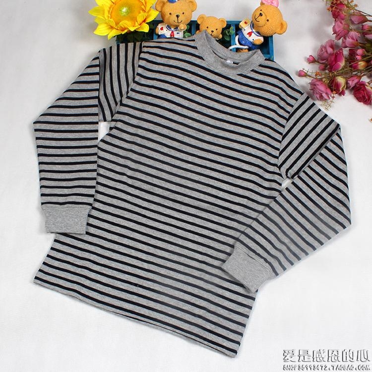 XUAN ZE BOYS HEMP GRAY STRIPE COLOR STRIPE UNDERWEAR COTTON MID-NECK SMALL ROUND NECK WINTER UNDERWEAR SET XUAN ZE AUTUMN CLOTHES