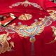 Chinese style dragon and phoenix embroidery wedding four-piece set big red wedding quilt cover bed sheets and wedding Y-celebration bedding
