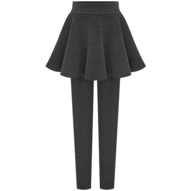 Spring and Autumn Large Size Hip Skirt Pants Fake Two-Piece Base V Pants Umbrella Skirt Plus Fleece Thickened Women's Elastic Waist Makes Slim Female Female Female