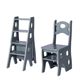 Rubber wood solid wood ladder stool storage climbing steps Nan bamboo ladder chair multi-function folding home four-step staircase