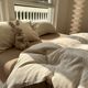 Simple Japanese style three-layer yarn wash cotton lifting rice brown four-piece set cotton 1.5m1.8 apartment quilt cover bed sheet