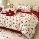 Simple cotton wedding four-piece q red sheet quilt cover wedding bedding new wedding quilt