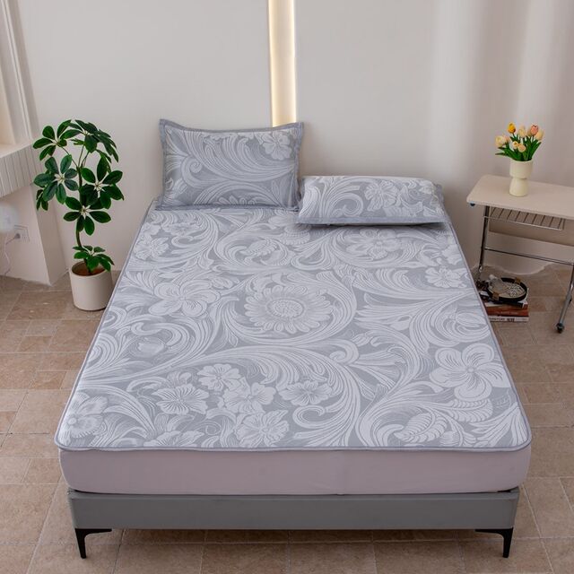 Cool ice silk mat three-piece set summer bed cover x sheet machine wash dormitory student single air conditioning mat half