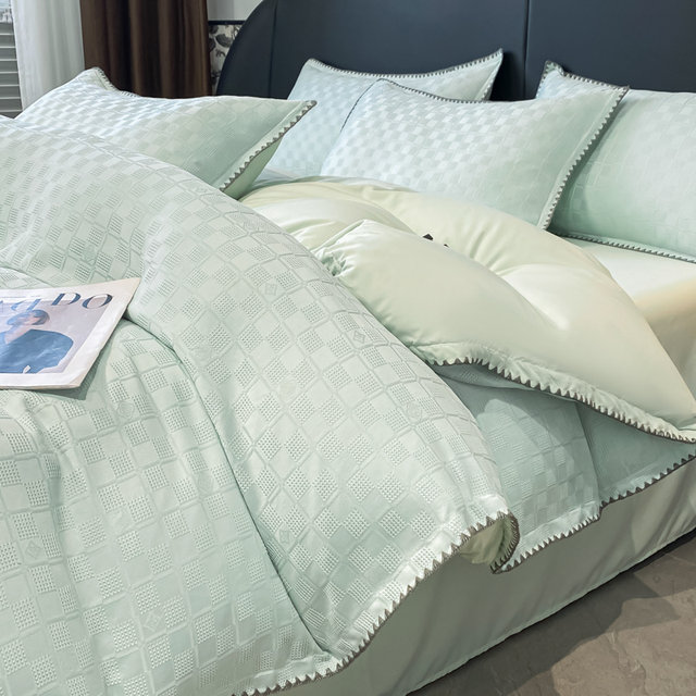 Simple cotton four hg set solid color bed sheet quilt cover three-piece set skin-friendly nude bed cover for bed