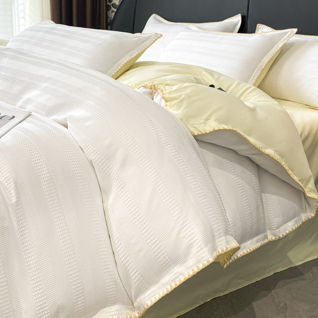 Simple cotton four hg set solid color bed sheet quilt cover three-piece set skin-friendly nude bed cover for bed