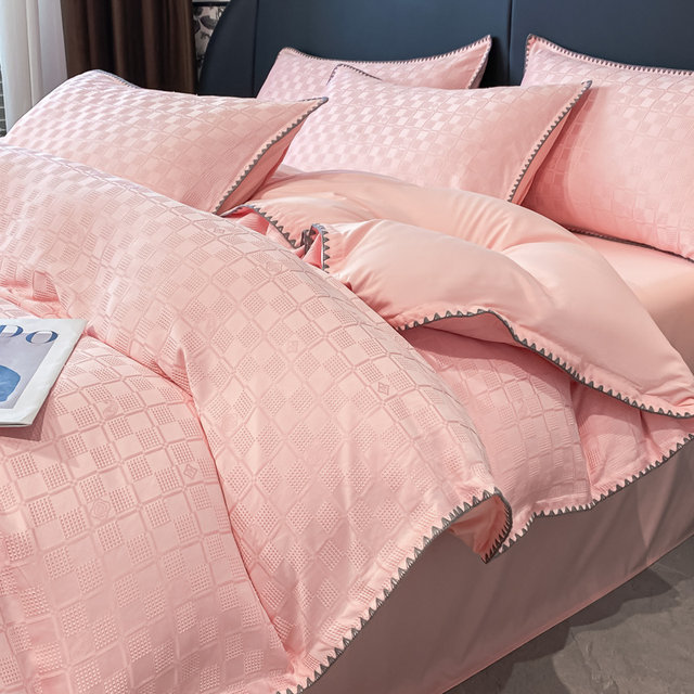 Simple cotton four hg set solid color bed sheet quilt cover three-piece set skin-friendly nude bed cover for bed