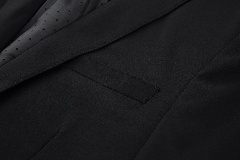 ANTI-PILLING WOOL STRETCH SUIT BLACK MENS PROFESSIONAL WORKWEAR BANQUET DRESS LUOJIA CUT LABEL TIDE 1052