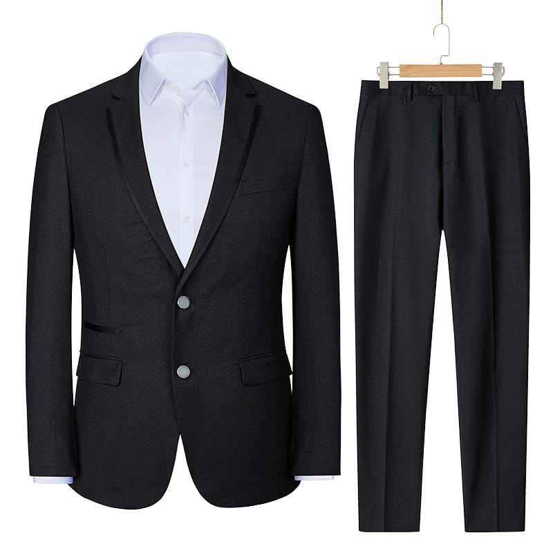 LUOJIA SPRING AND AUTUMN MENS SUIT WOOL MATERIAL BUCKLE SLIM SUIT GROOM BEST MAN GRADUATION ADULT DRESS 1074