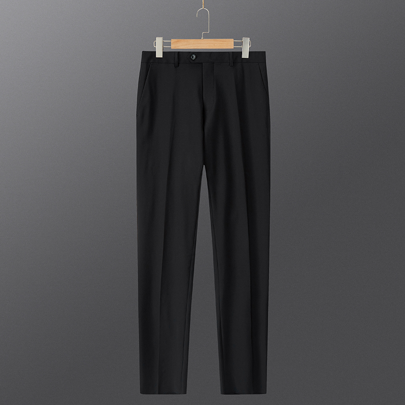 ANTI-PILLING WOOL STRETCH SUIT BLACK MENS PROFESSIONAL WORKWEAR BANQUET DRESS LUOJIA CUT LABEL TIDE 1052