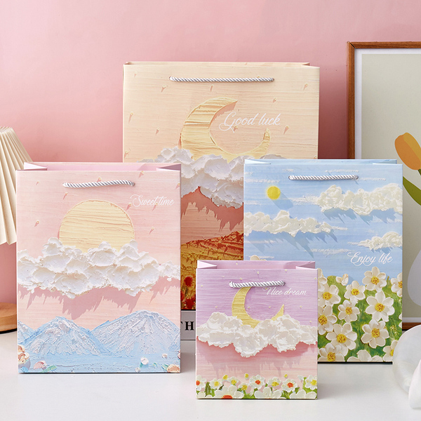创意立体感油画礼品袋儿童节生日回礼纸袋幼儿园毕业礼物包装袋子