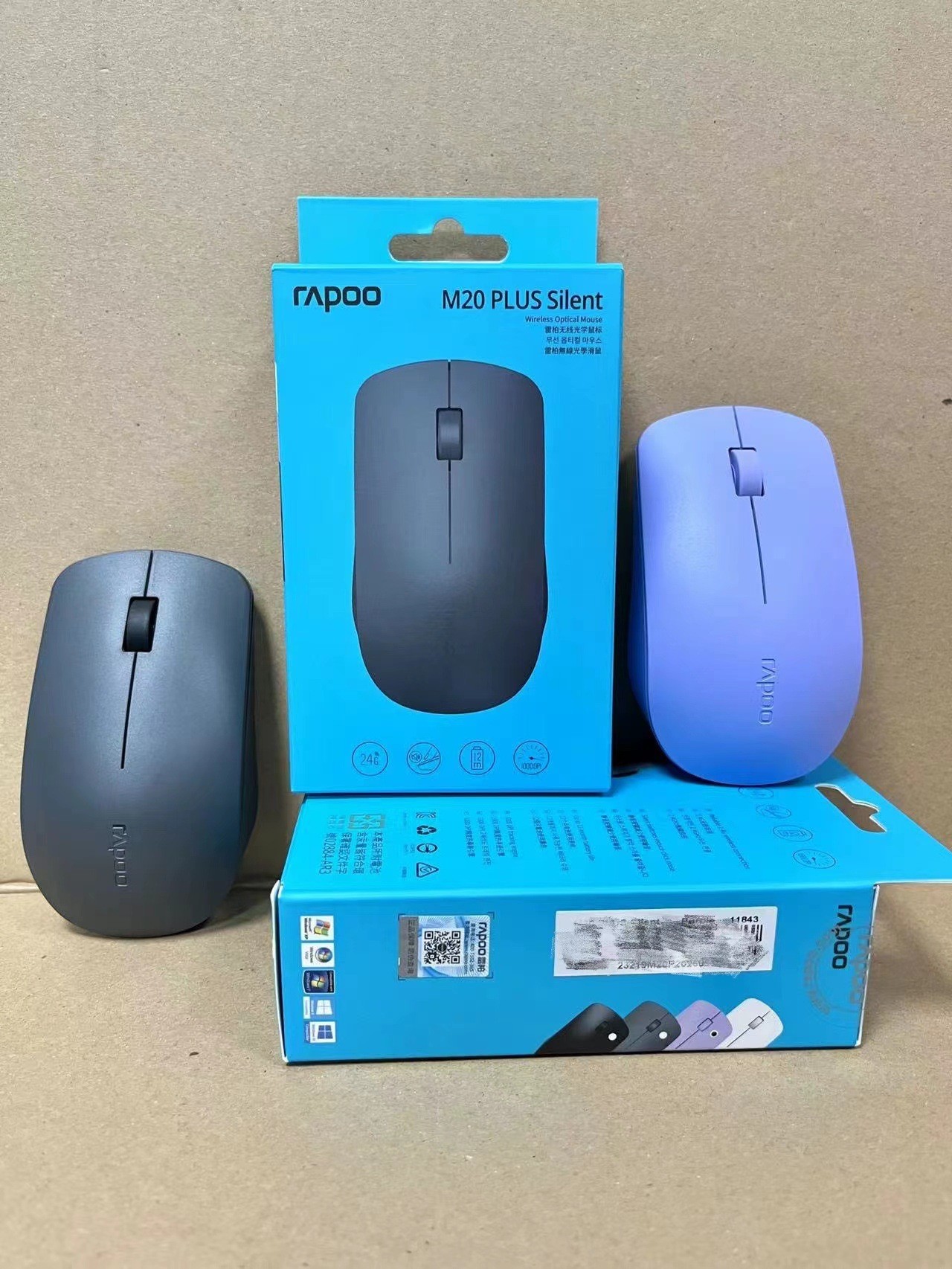 라푸라푸 M20PLUS 사일런트 무선 마우스 오피스 비즈니스 홈 휴대용 대형 핸드 흑백 퍼플