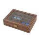 Retro 8-grid sunglasses display box Brown glasses display storage box Wood grain leather sunglasses collection box