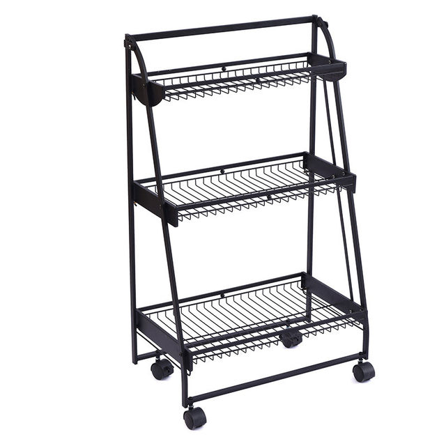 Modern and simple style, no installation, three-layer folding bowl and dish drain rack, kitchen storage room storage rack