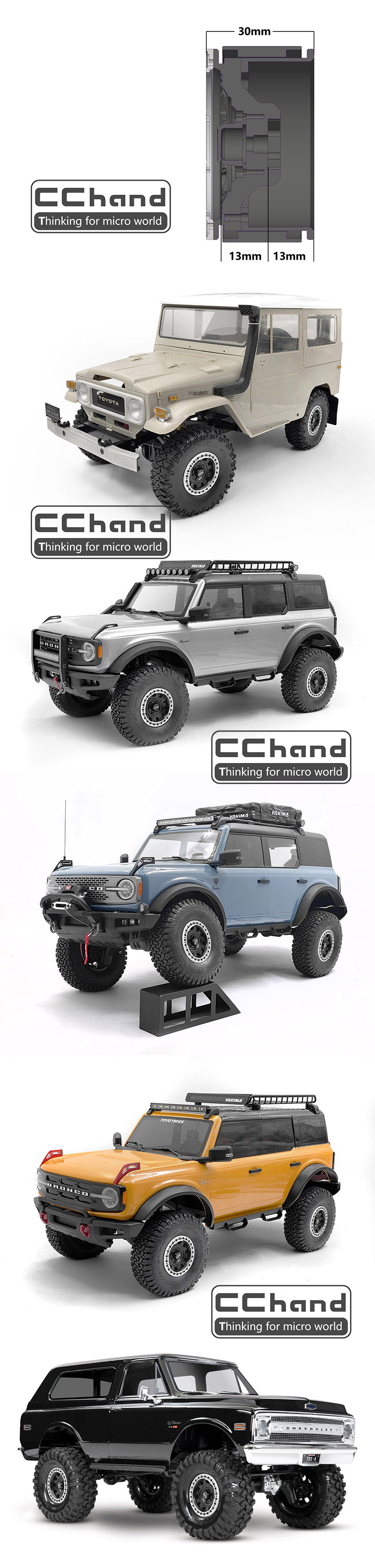 CCHAND 1.9인치 KMC-BEADLOCK 메탈 클라이밍 휠 허브