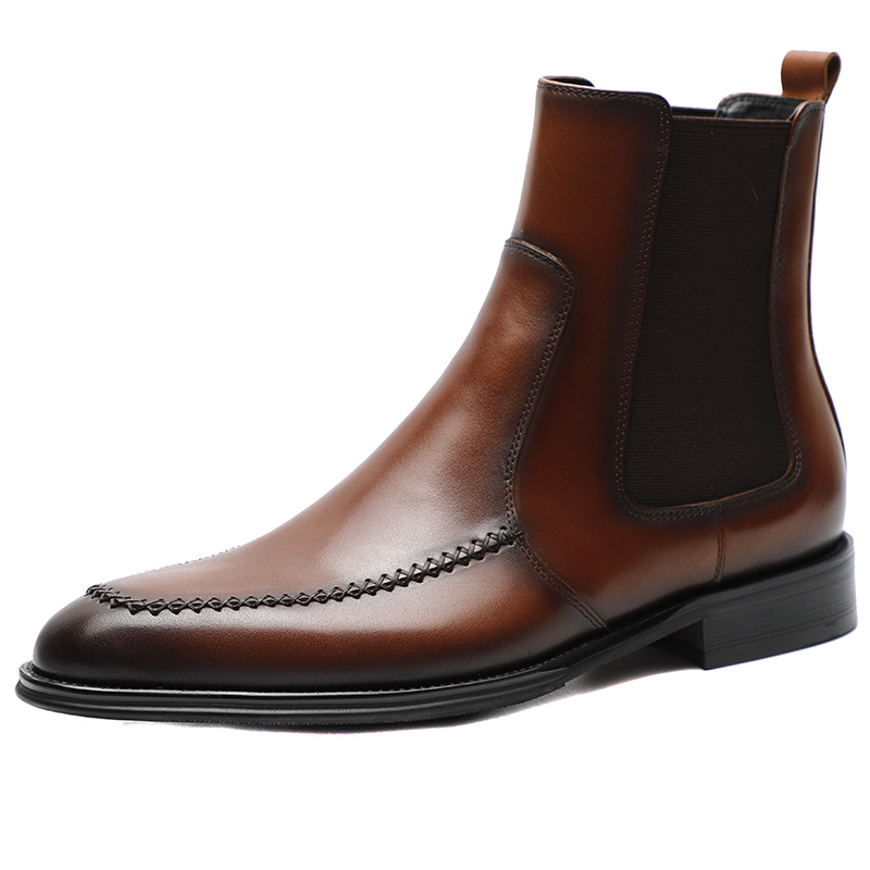 2022 NEW CHELSEA BOOTS MENS YOUNG ENGLAND POINTED TOE LEATHER VINTAGE SLEEVE COWHIDE MARTIN BOOTS MENS SHORT BOOTS