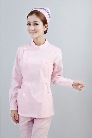 나이팅게일 간호사 유니폼 분할 긴 소매 정장 겨울 흰색 코트 미용 유니폼 여성 파트 플루트 스탠드 칼라 무료 배송