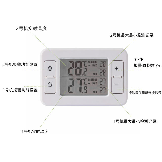 Wireless refrigerator thermometer kitchen home indoor and outdoor thermometer high-precision refrigerated electronic thermometer alarm