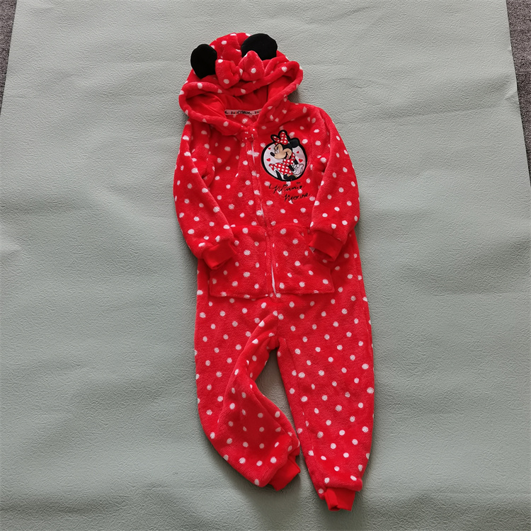 정리 여아 2-6 세 산호 벨벳 점프 슈트 가을 겨울 가정 의류 플러스 벨벳