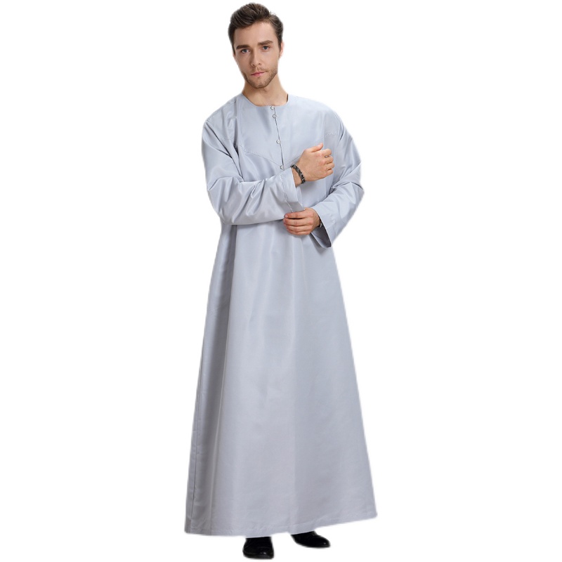 MIDDLE EASTERN ARABIC MENS PLAIN COLOR ROUND NECK LONG SLEEVED ROBE TH808