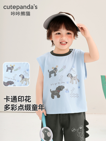 婴儿背心男童休闲无袖t恤夏装女童宝宝衣服短袖儿童夏季薄款上衣 — 2