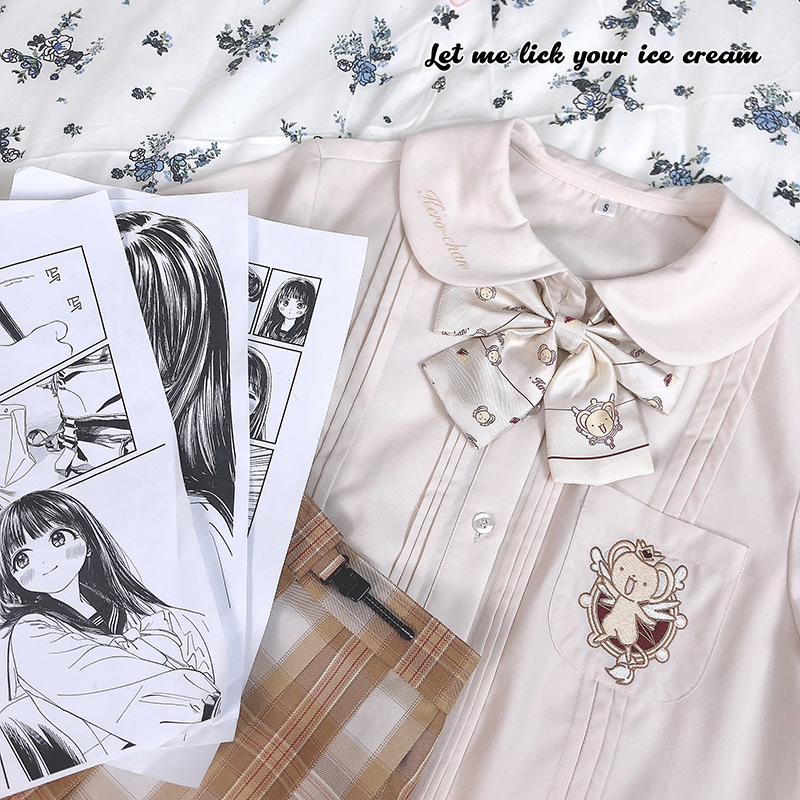 JAPAN VARIETY SAKURA GENUINE YAKUMO JK UNIFORM SPRING SUMMER LONG SLEEVE SHIRT TIE MAGIC CARD GIRL SAKURA SPOT