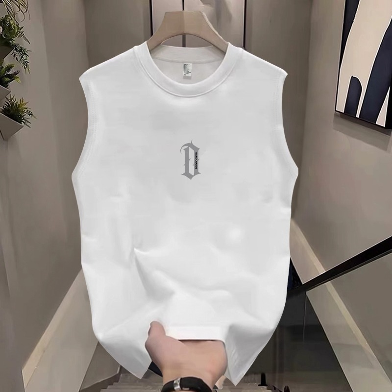 OVERSEAS ORDER TAIL GOODS CUT THE LABEL TO WITHDRAW THE FOREIGN TRADE SUMMER FASHION TREND SHOULDER VEST MENS AND WOMENS COTTON SLEEVELESS T-SHIRT