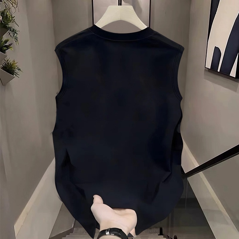 OVERSEAS ORDER TAIL GOODS CUT THE LABEL TO WITHDRAW THE FOREIGN TRADE SUMMER FASHION TREND SHOULDER VEST MENS AND WOMENS COTTON SLEEVELESS T-SHIRT