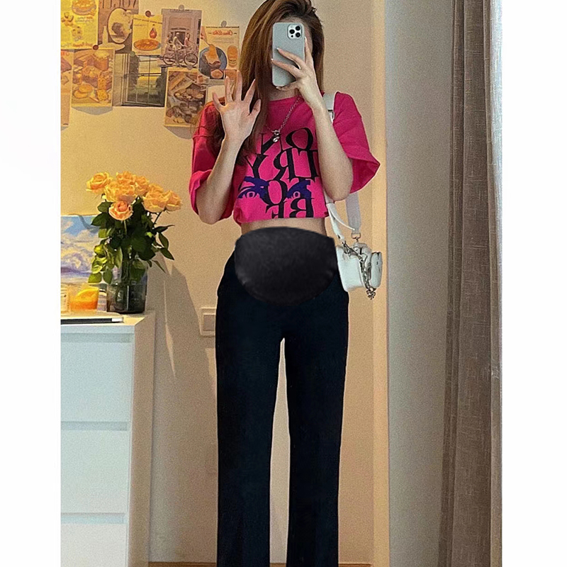 MATERNITY SUIT SUMMER FASHION KOREAN MATERNITY T-SHIRT SUMMER DRESS SHORT-SLEEVED TOP LOOSE CASUAL WIDE-LEG PANTS TWO-PIECE SET