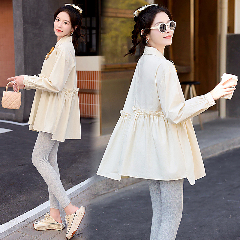 MATERNITY SPRING SHIRT FASHION SUIT OUT 2024 NEW LOOSE AUTUMN LONG SLEEVE TOP SHIRT FEMALE