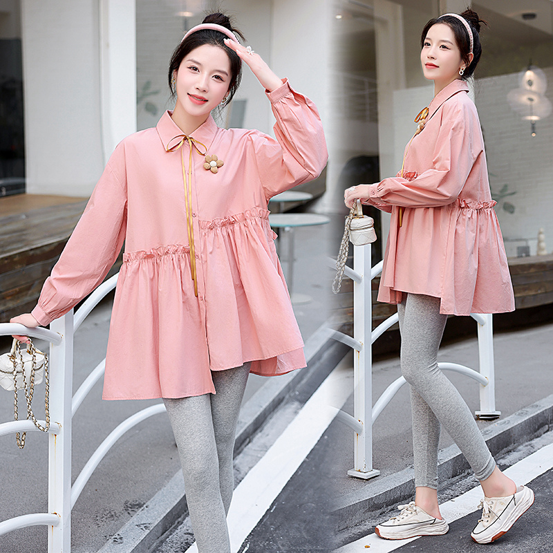 MATERNITY SPRING SHIRT FASHION SUIT OUT 2024 NEW LOOSE AUTUMN LONG SLEEVE TOP SHIRT FEMALE